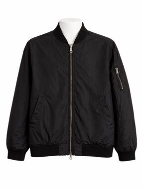 Size XXL Roots Men’s Bomber Jacket Black Nylon Zip Up Early 2000s Y2K
